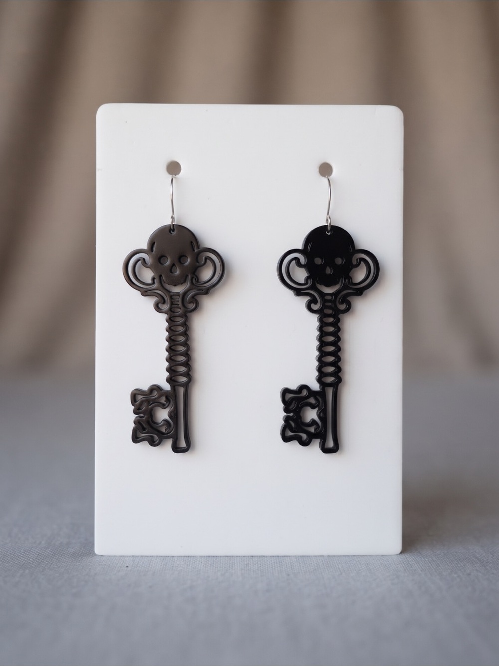 Black Skeleton Key Earrings